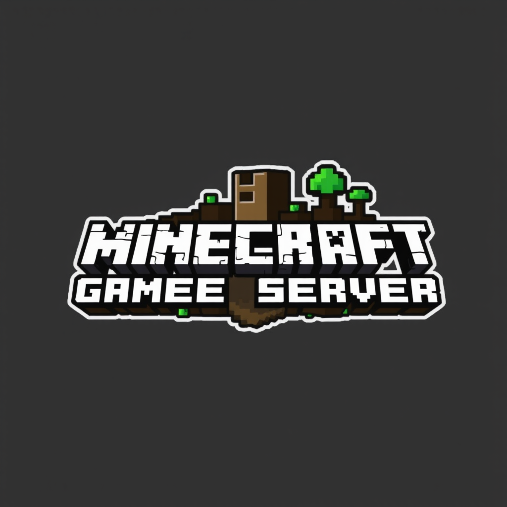 Minecraft game server hosting logo with pixelated design